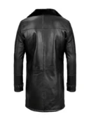 Men’s Black Leather Coat with Fur Collar - For Sale