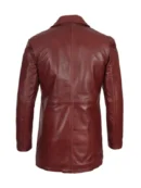 Men’s Burgundy Leather Coat Premium Mid-Length Design