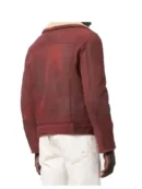 Men’s Burgundy Shearling Jacket Premium Leather
