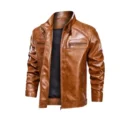 Men Brown Diamond Leather Jacket