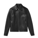 Men Full-Grain Black Leather Coach Jacket