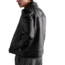 Men Full-Grain Black Leather Coach Jacket