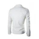 Men Slim Fit White Faux Leather Jacket - Leather Jacketz
