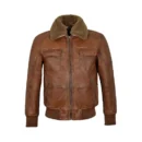 Men’s AIR Force Fur Collar Brown Bomber Leather Jacket