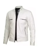 Men’s Off White Café Racer Leather Jacket
