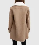 Women’s Brown Wool Blend Coat with Sherpa Collar - For Sale