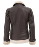 Womens Dark Brown Leather Jacket with Fur Collar - For Sale