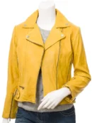 Women's Yellow Leather Biker Jacket - Leather Jacketz