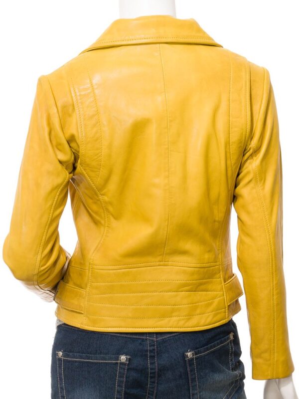 Women's Yellow Leather Biker Jacket - Leather Jacketz